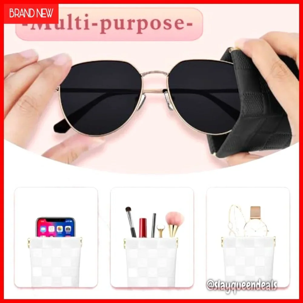 Soft Faux Leather Eyeglass Case with Squeeze Top Closure Travel Organizer